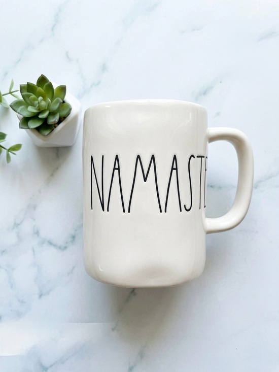 Rae Dunn Other - Rae Dunn NAMASTE Ceramic Coffee Mug Artisan Collection Magenta Cream